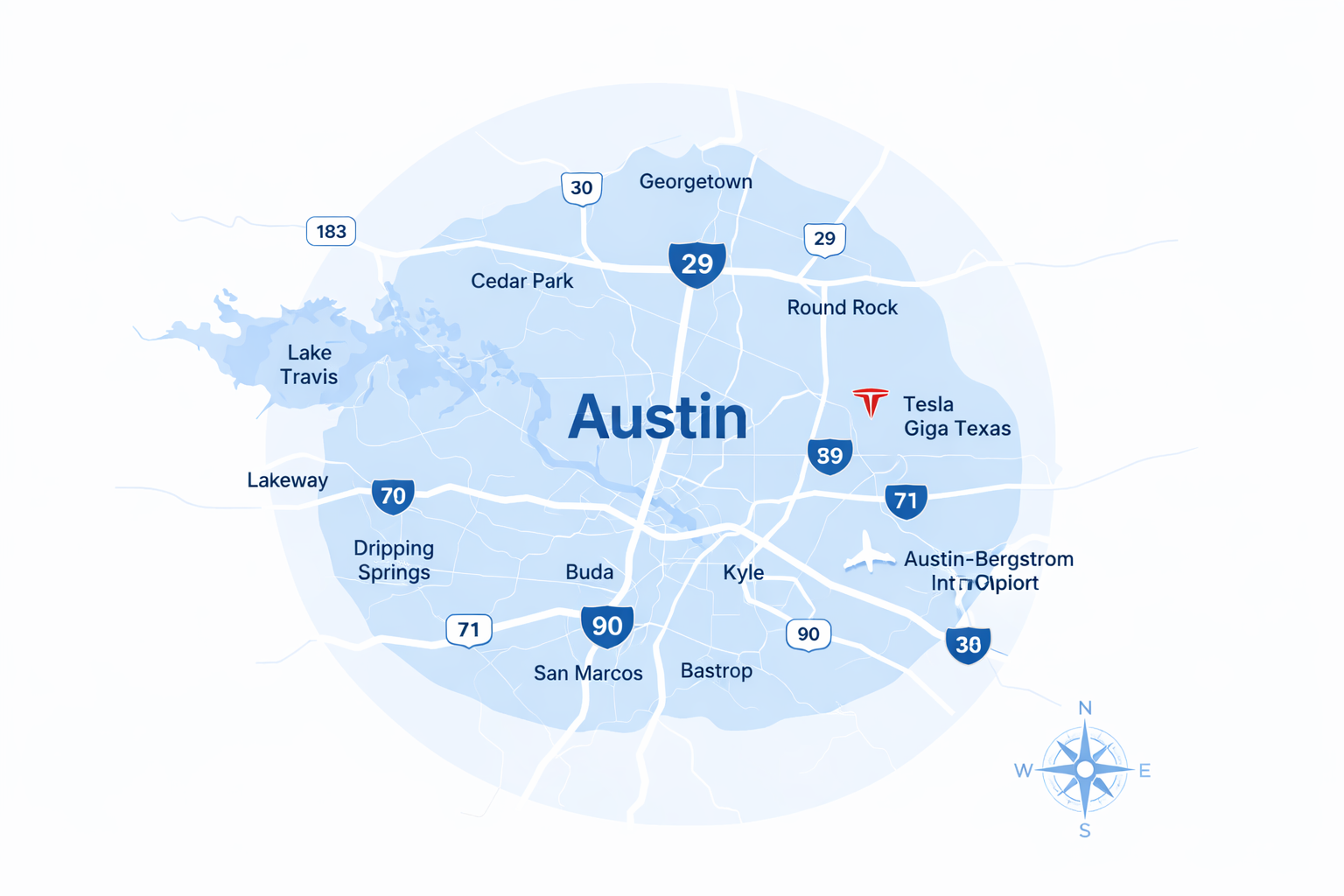 MyHuis Service Area Map - Greater Austin